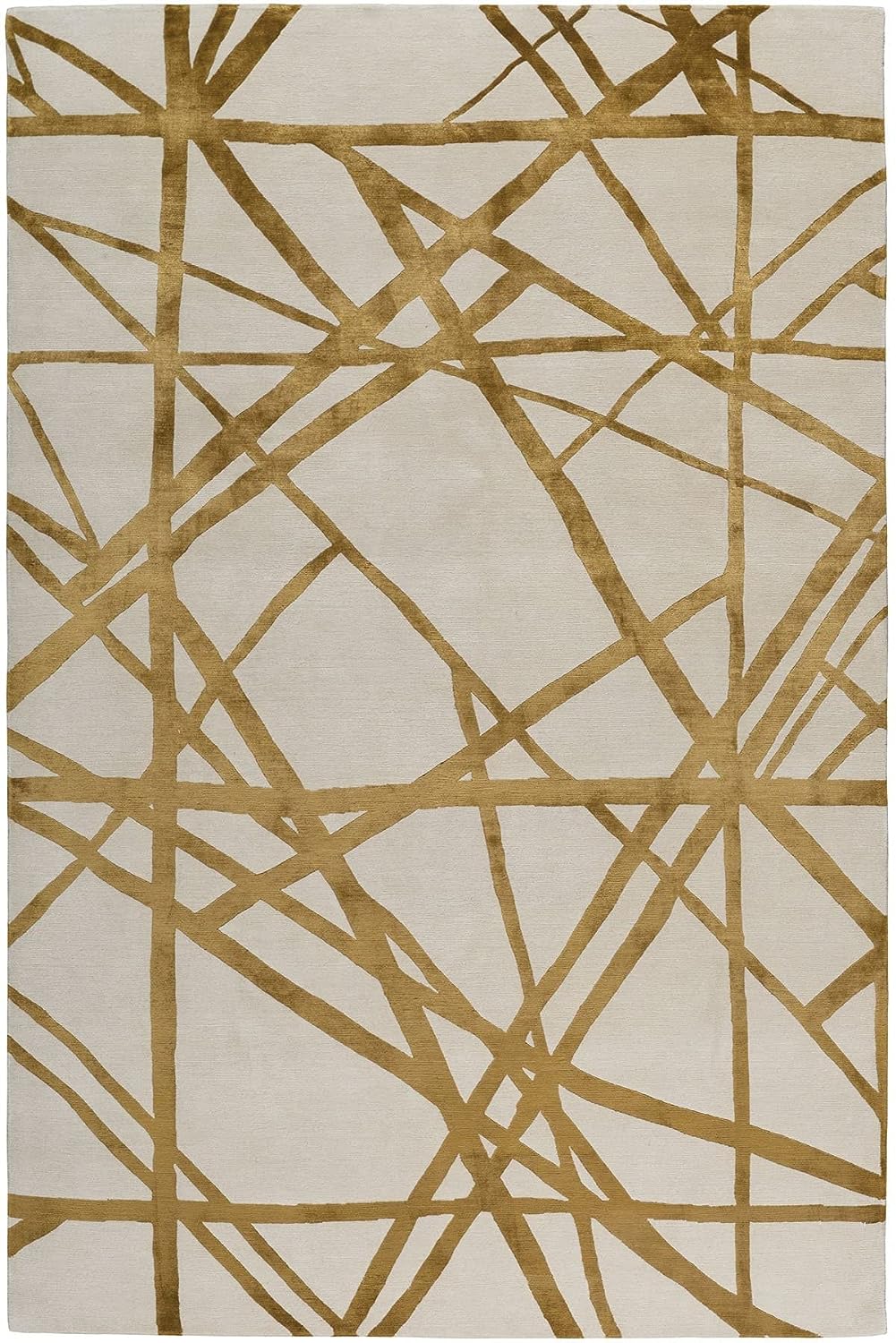 Ivory Gold Criss Cross Wool & Viscose Carpet
