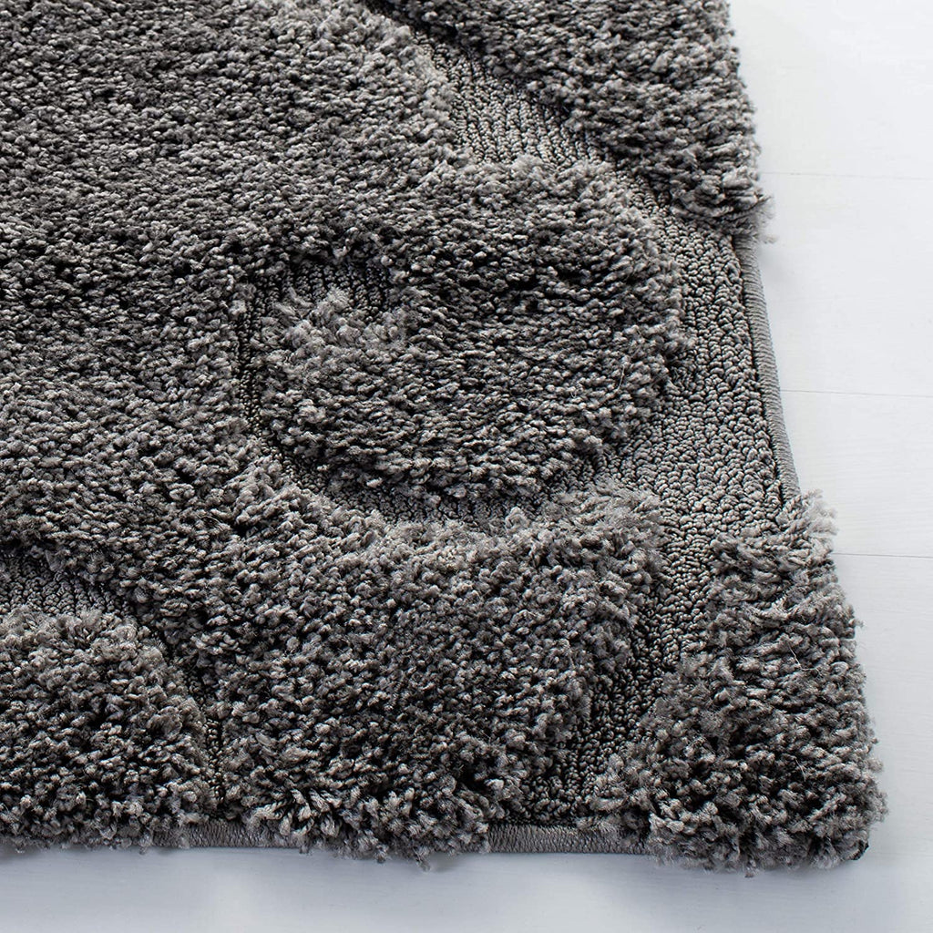 Dark Grey Ornamental Scroll Carpet & Rug