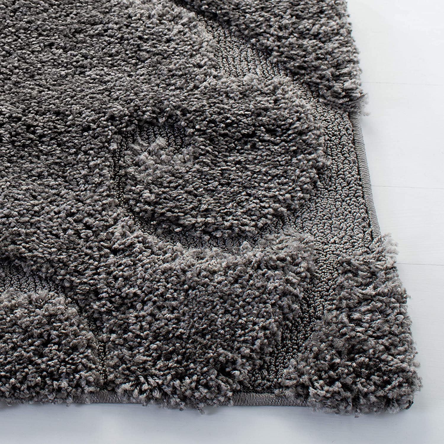 Dark Grey Ornamental Scroll Carpet & Rug