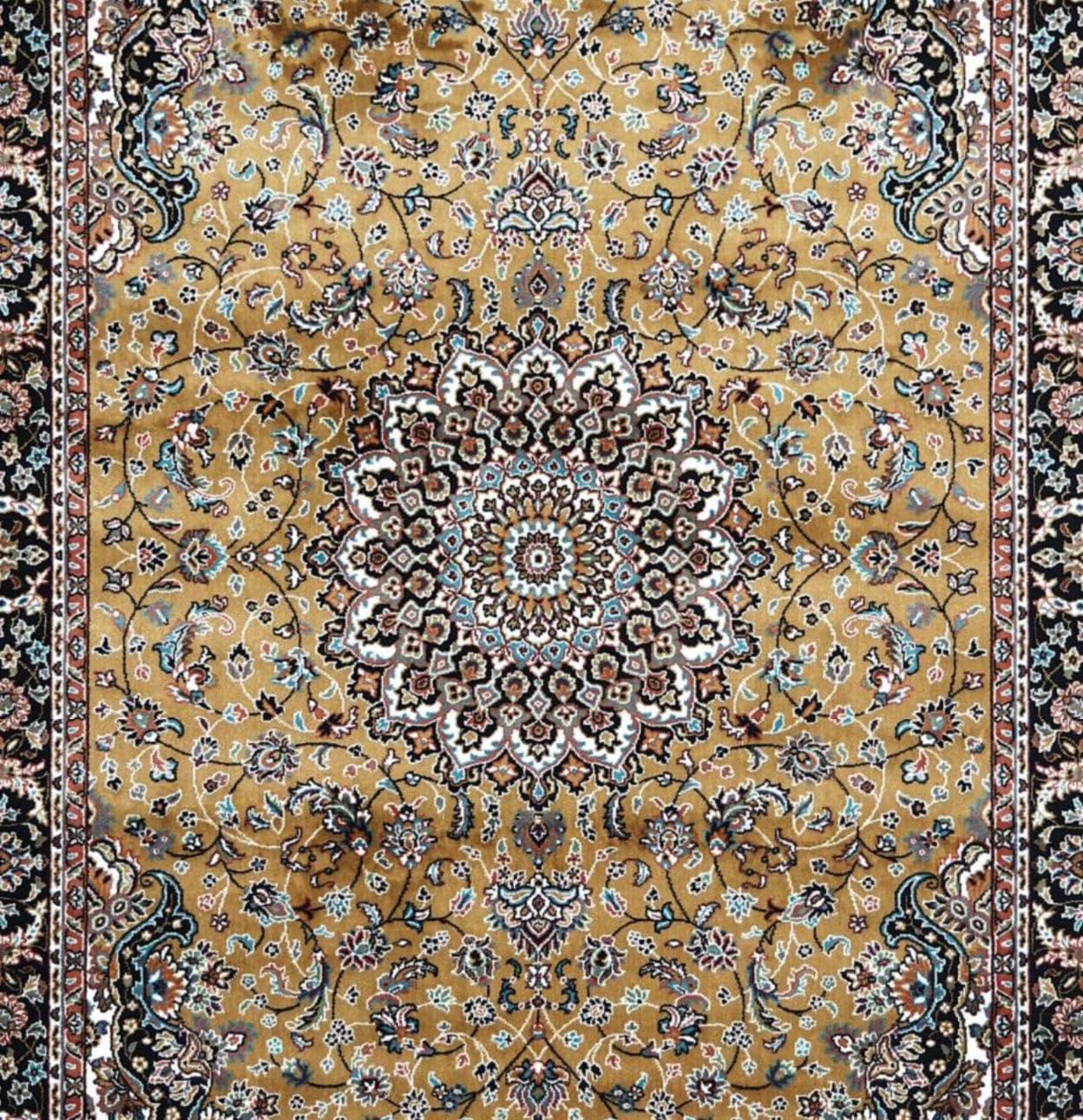 Traditional Vintage Area Rug with Black Border