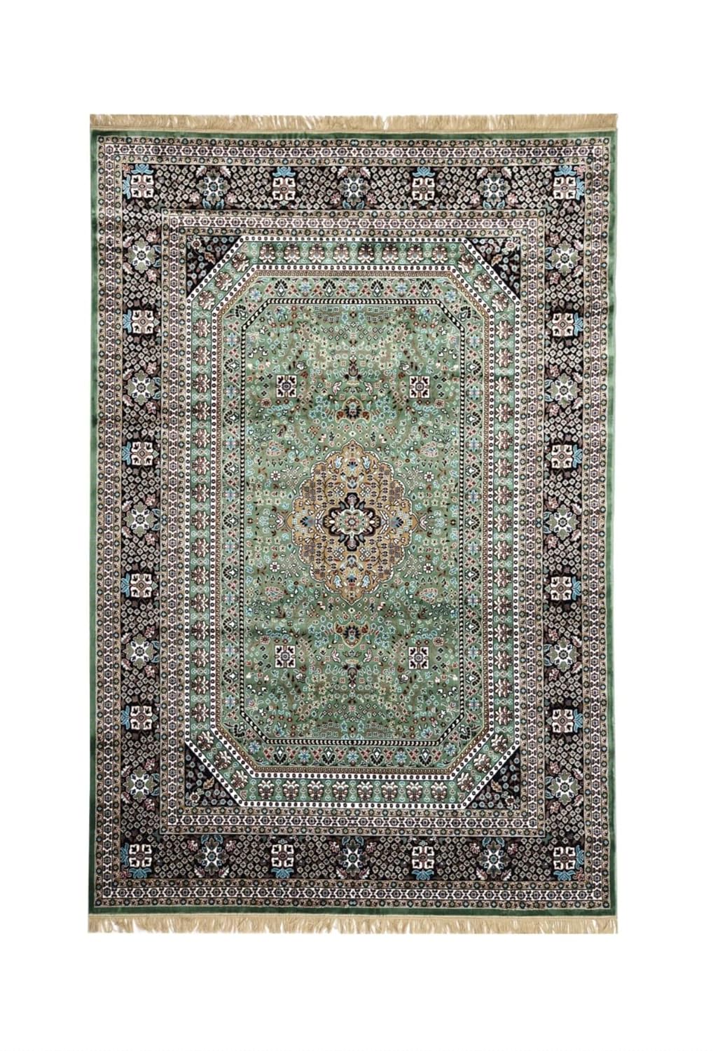Green Persian Carpet With Detailed Border