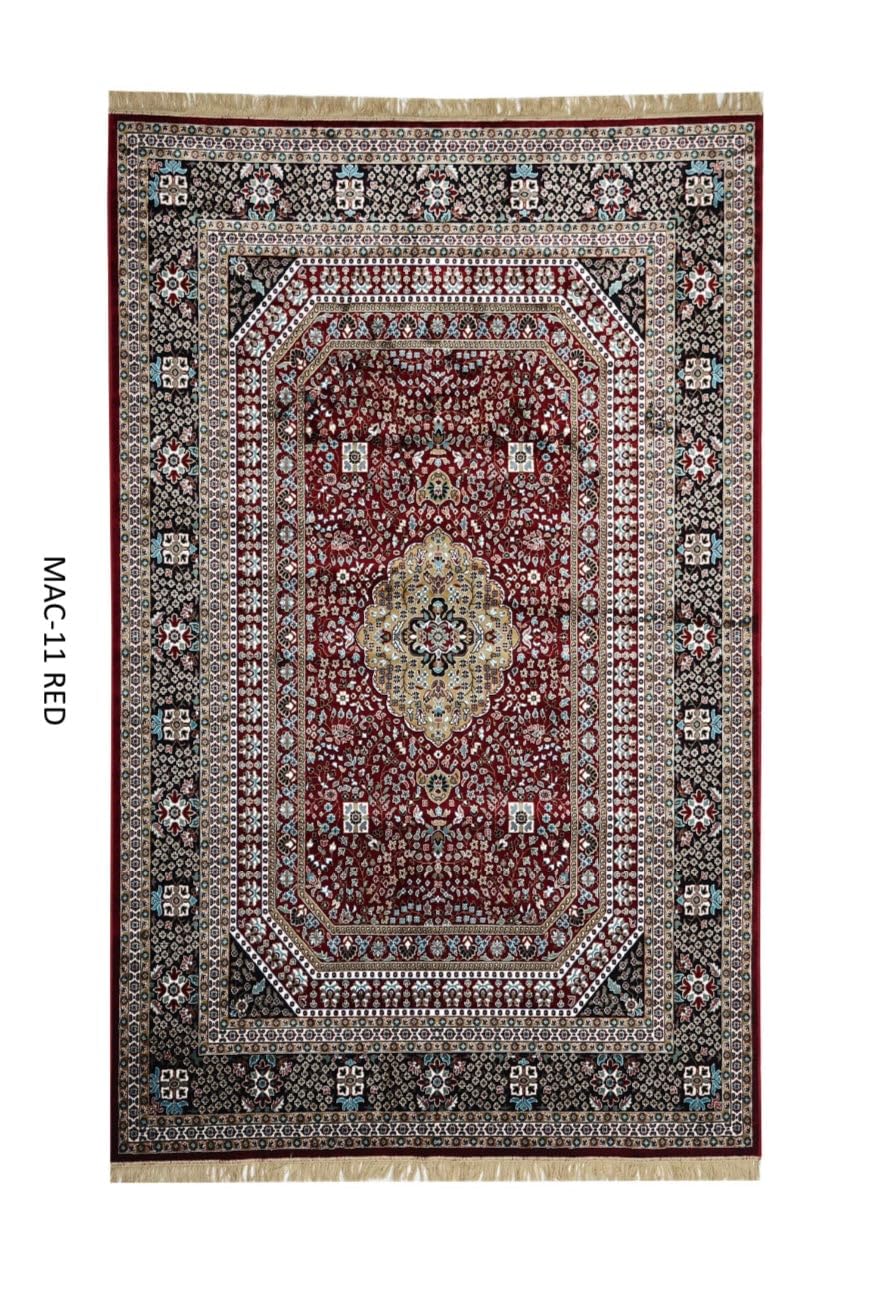 Maroon Ornamental Persian Medallion Design Rug