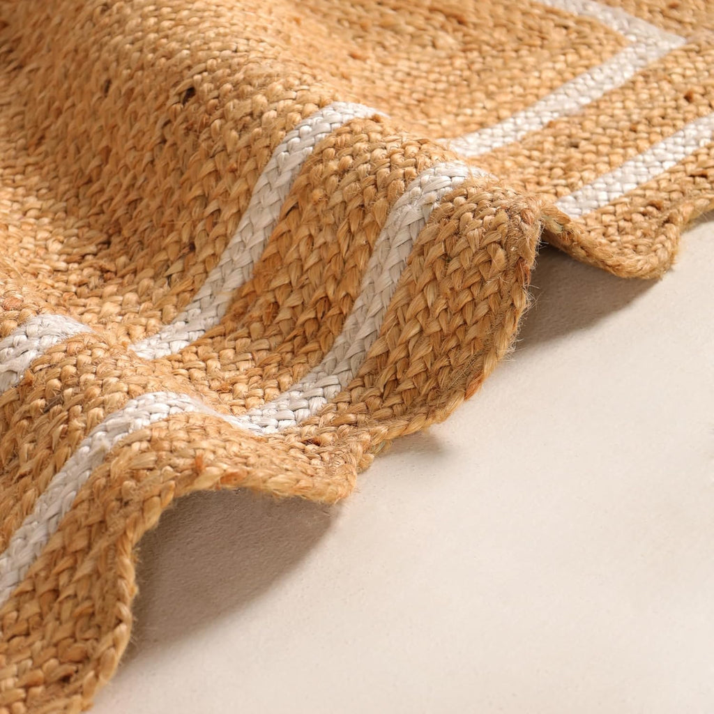 Natural Jute Rug with White Trim