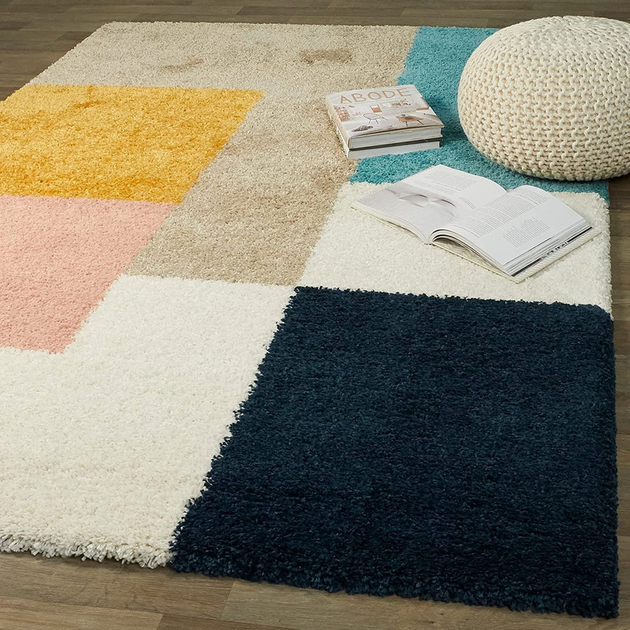 Modern Multicolor Geometric Color-Block Carpet & Rug