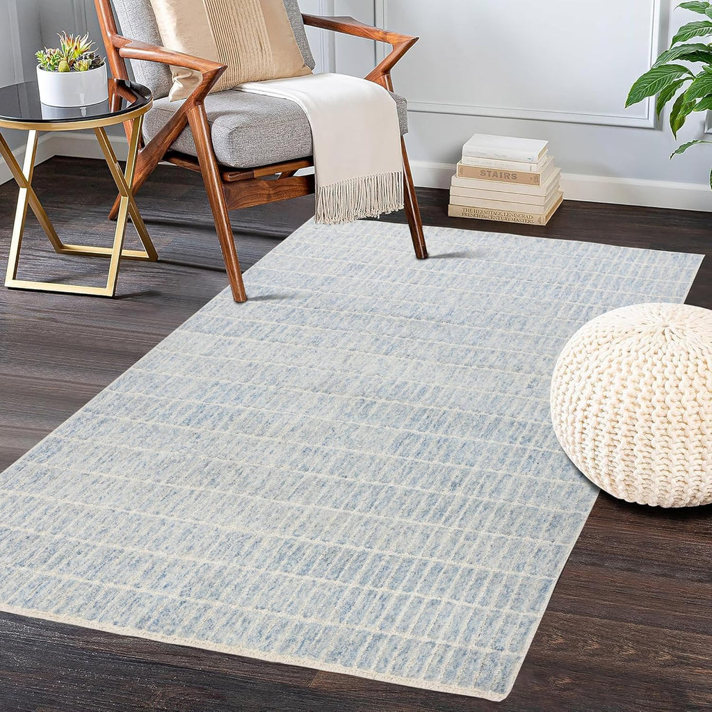 Handmade Rectangular Shape Wool Area Rug | Unique Design and Pattern | Perfect for Living Room, Bedroom Decor