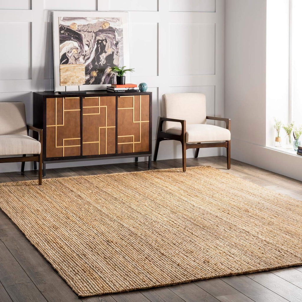 Beige Handwoven Jute Area Rug