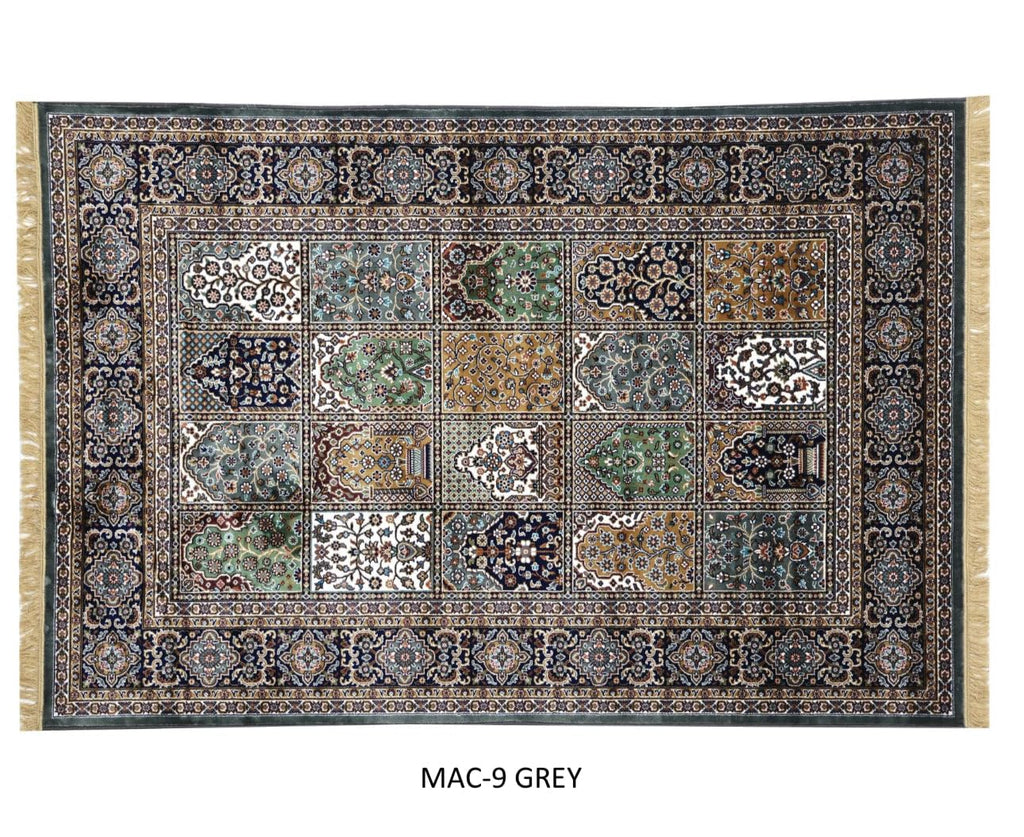 Grey Qom Silk Persian Panel Design Rug