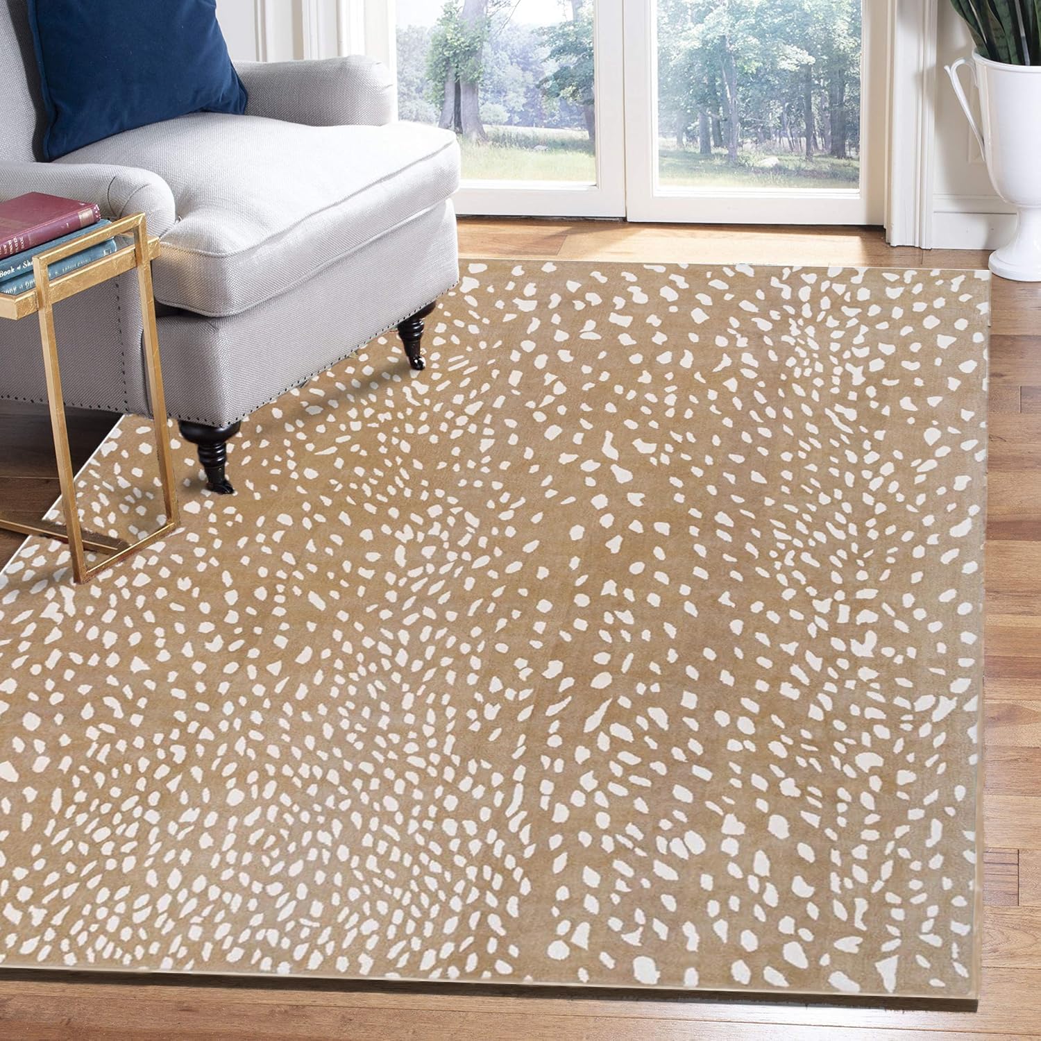 Beige Speckled Texture Modern Rug