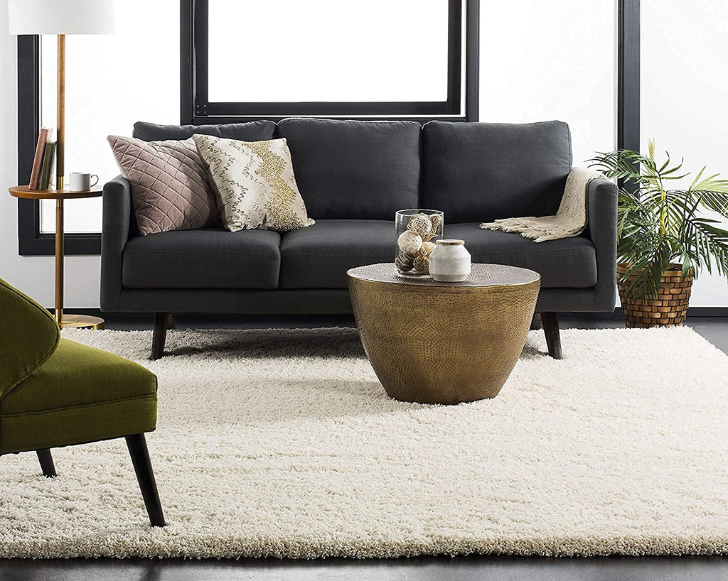 Soft Ivory Fluffy Living Room Carpet