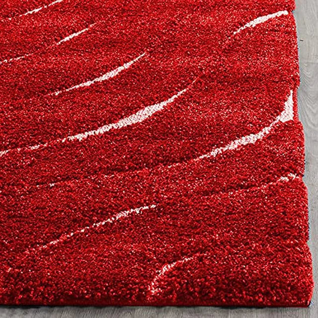 Bold Scarlet Wave Area Rug