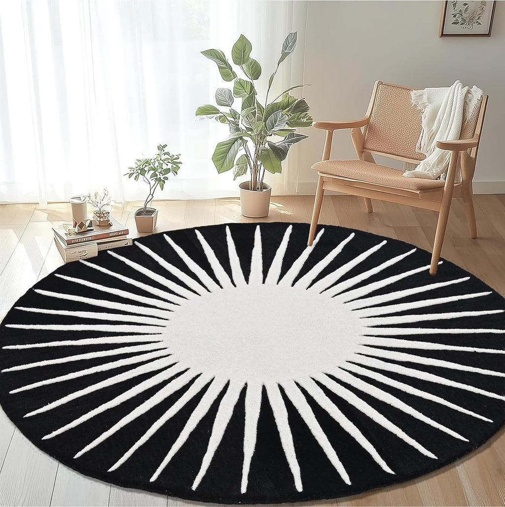 Export Quality Handmade Woollen Round Carpet – Elegant Living Room Floor Rug