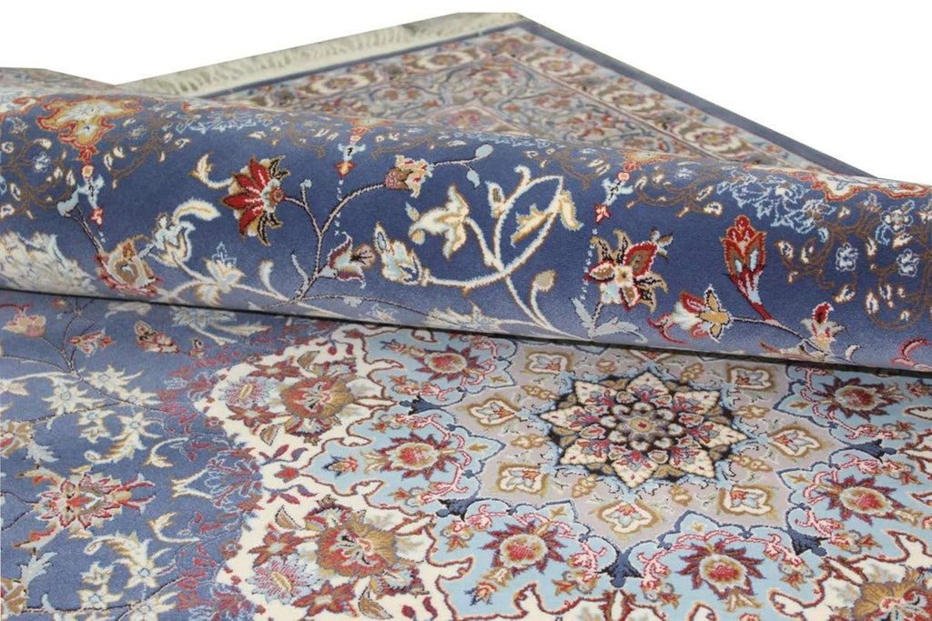 Royal Blue Irani Carpet with Classic Persian Medallion Style