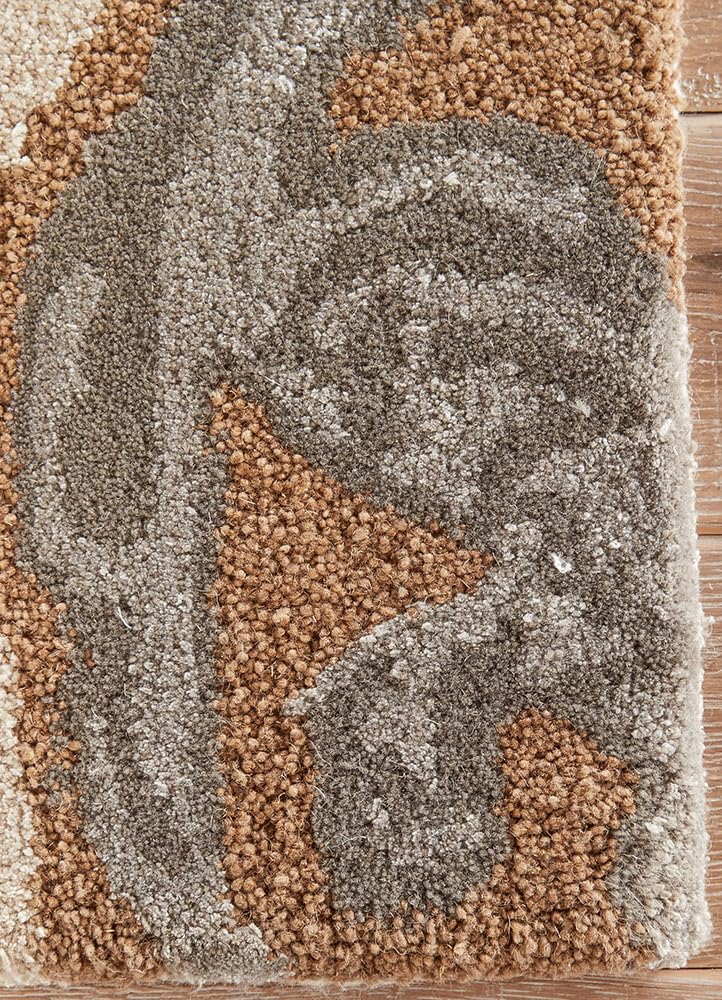 Elegant Floral Beige Area Rug
