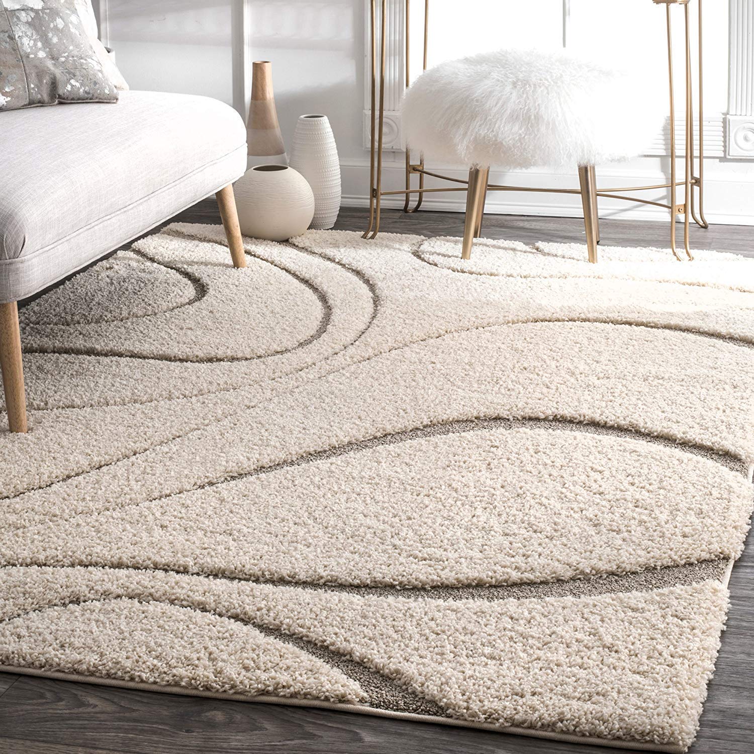 Abstract Flowing Curves Area Rug