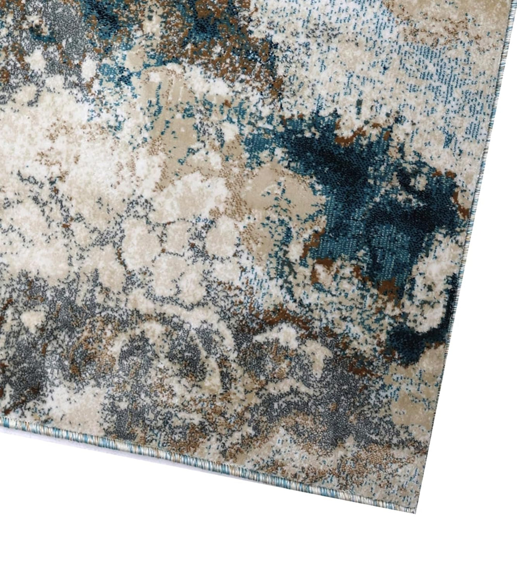 Abstract Fluid Motion Blue Area Rug