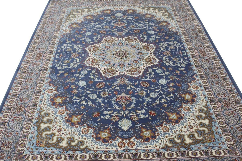 Royal Blue Irani Carpet with Classic Persian Medallion Style