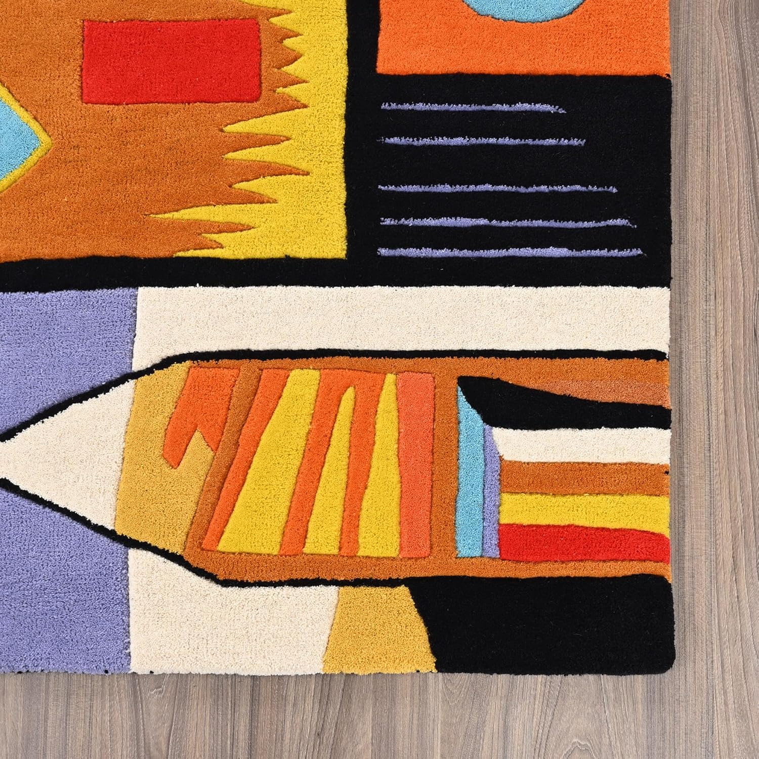 Mid-Century Geometric Hand Tufted Wool Rug