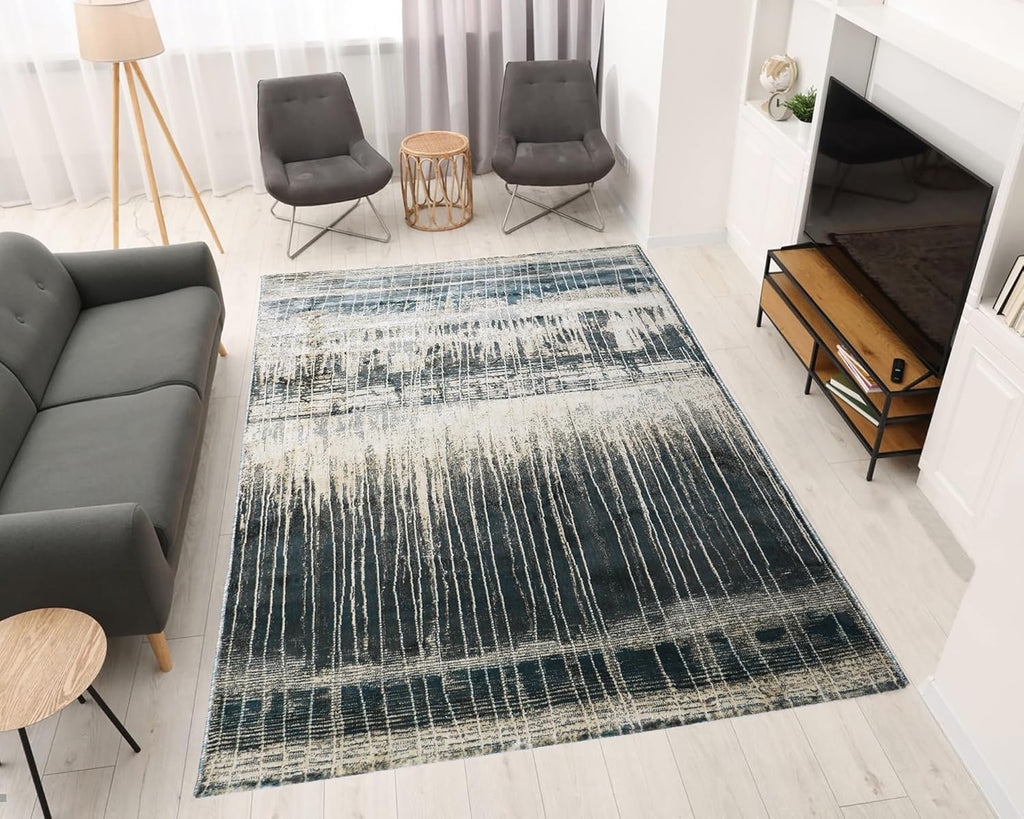 Modern Gradient Line Distressed Area Rug