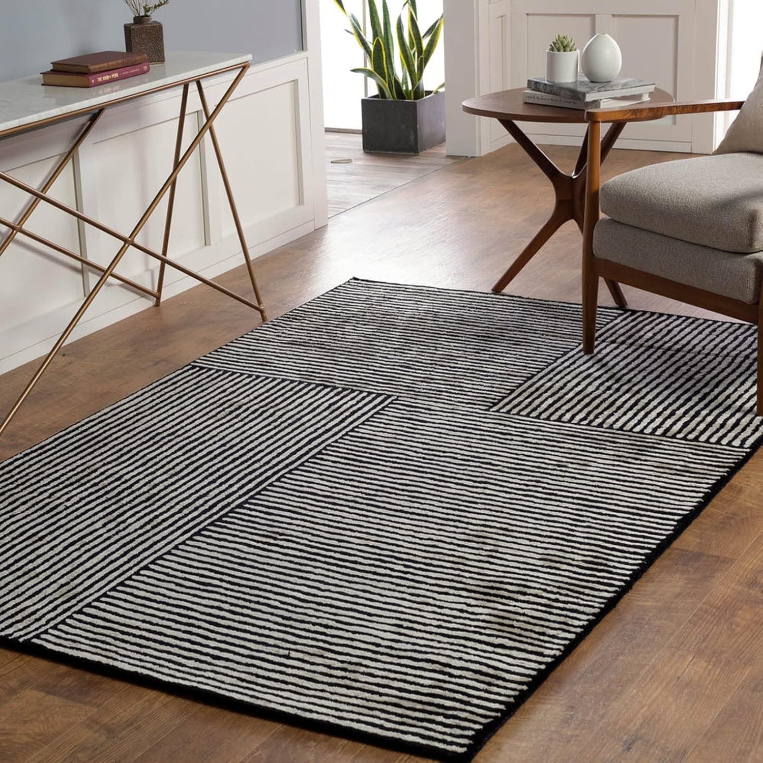 Graphite Linear Texture Luxe Viscose Carpet