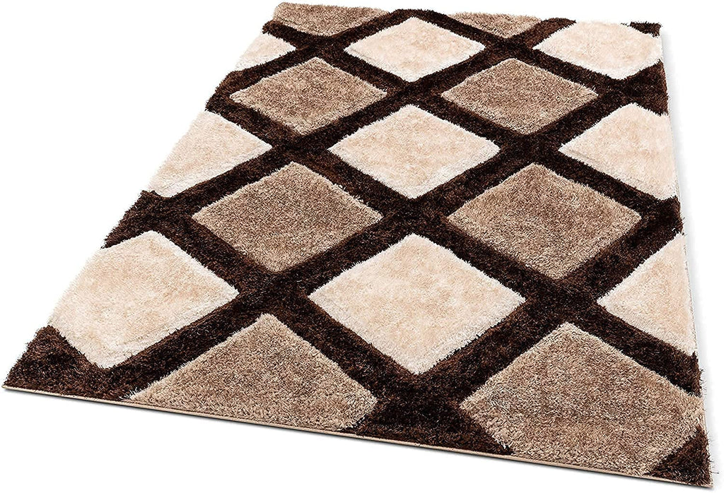 Brown Stylish diamond trellis design carpet & Rug