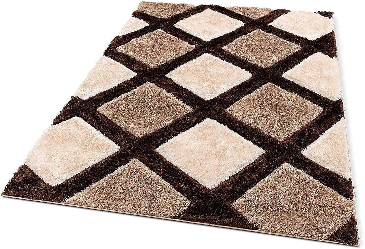 Brown Stylish diamond trellis design carpet & Rug