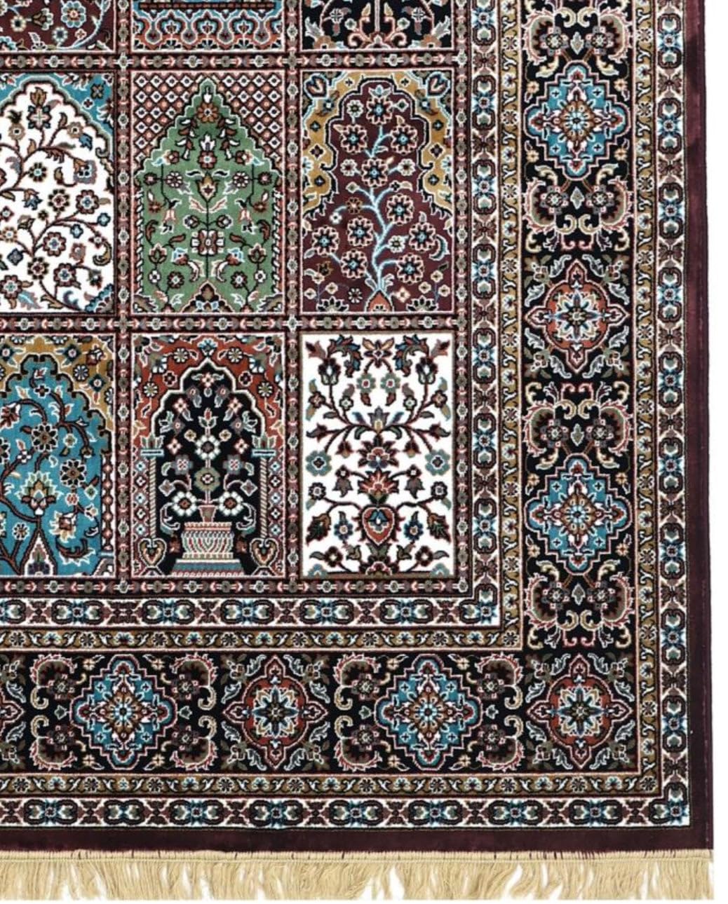 Brown Qom Rich Intricate Persian Silk Rug