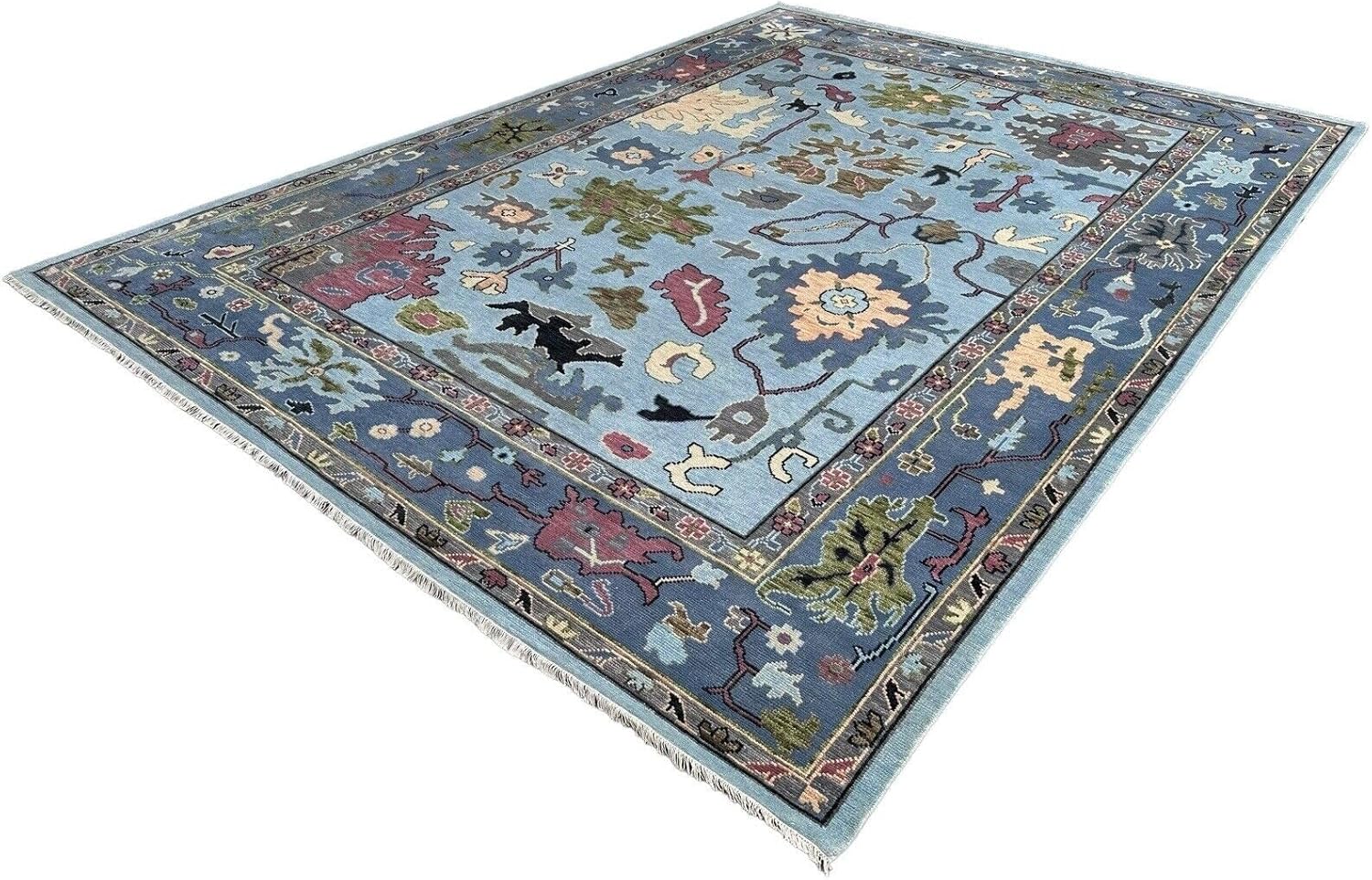 Hand Knotted Oushak Rug for Living Room, Dining Room, Office, Bedroom, Hand Knotted Wool Rug