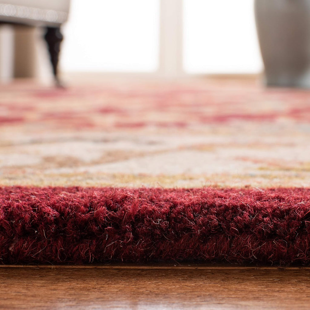 Burgundy Floral Tufted Wool Rug