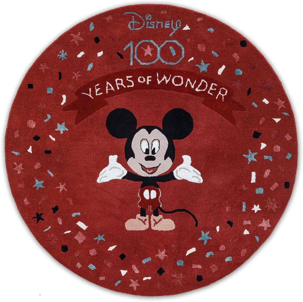 Red Mickey Mouse Kids Round Carpet
