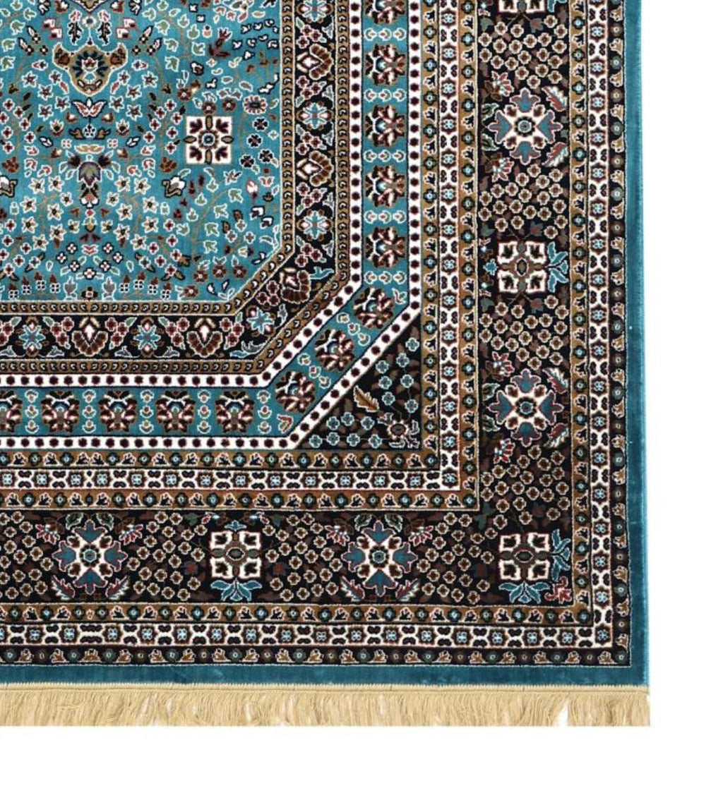 Luxury Turquoise Persian Carpet with Medallion Design