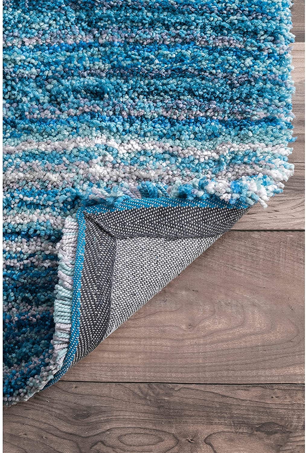 Ocean Blue Modern Textured Area Carpet
