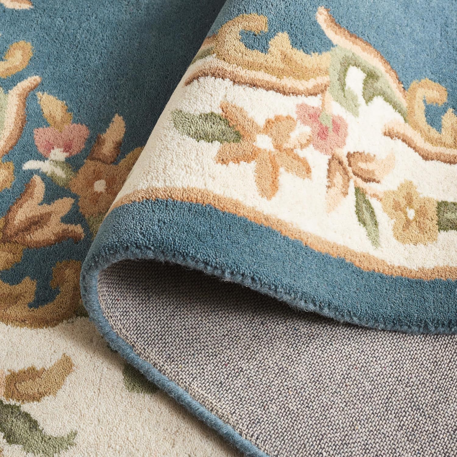 Blue Elegant Abushan Floral Carpet & Rug