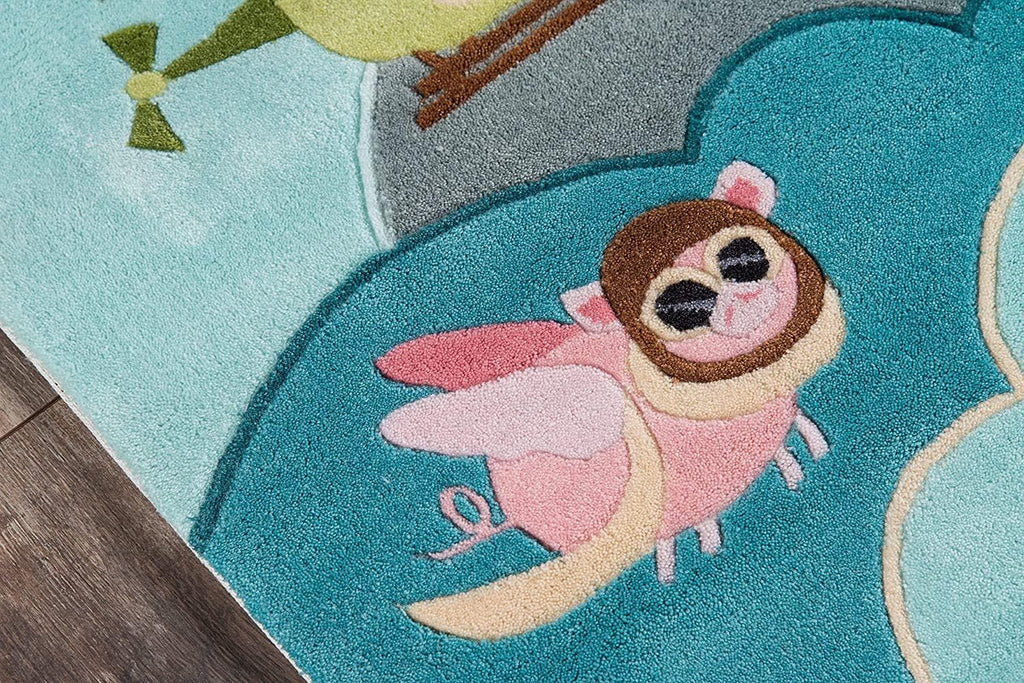 Kids Airplane Sky Theme Round Carpet