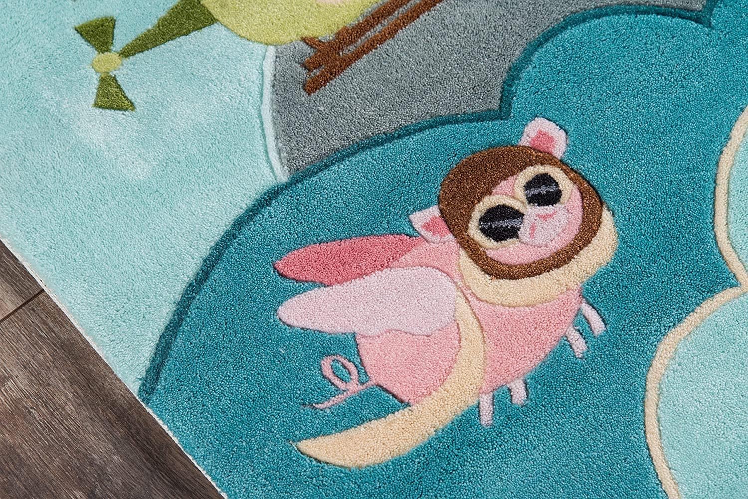 Kids Airplane Sky Theme Round Carpet