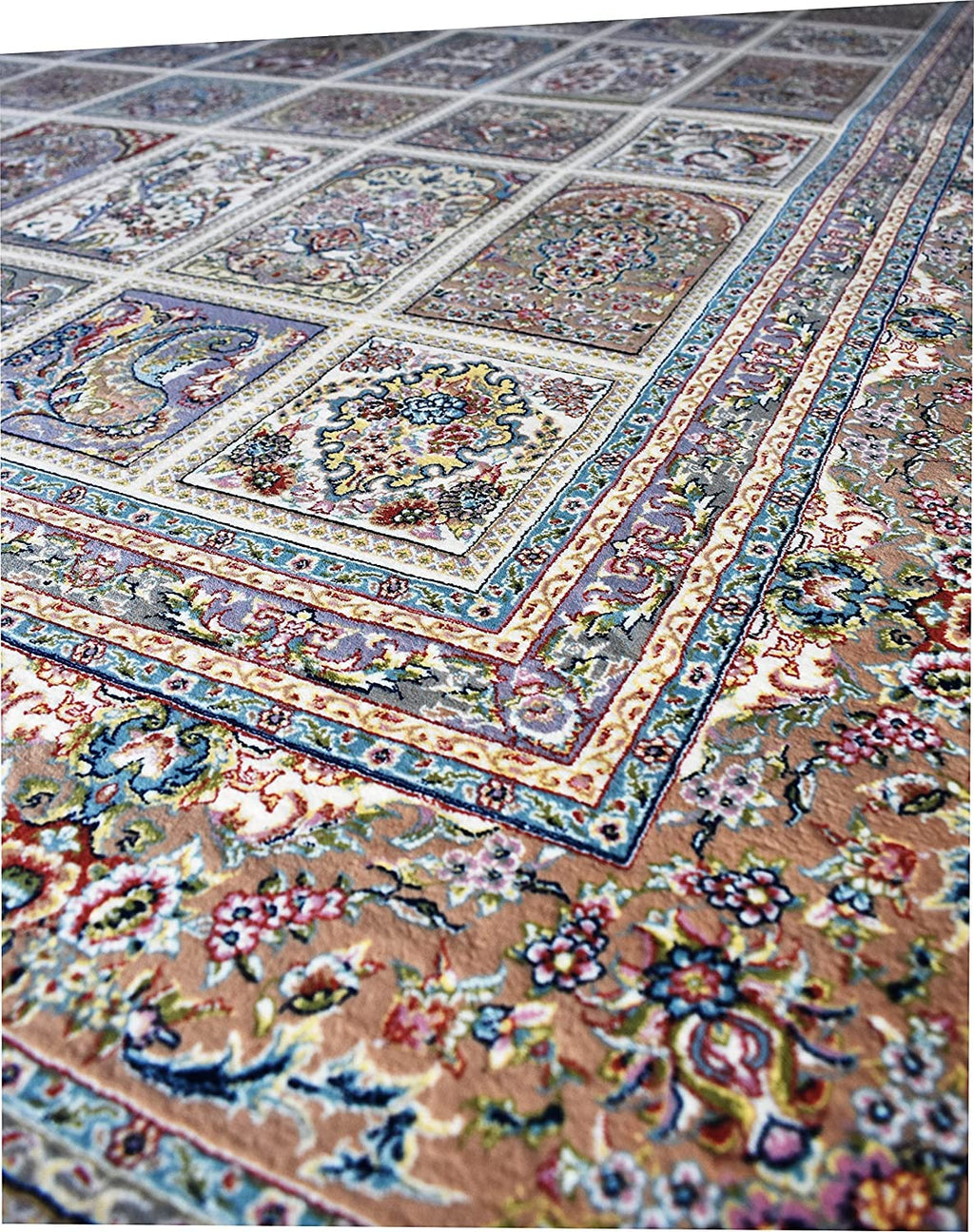 Unique Irani Grid Pattern Carpet with Subtle Classic Detailing