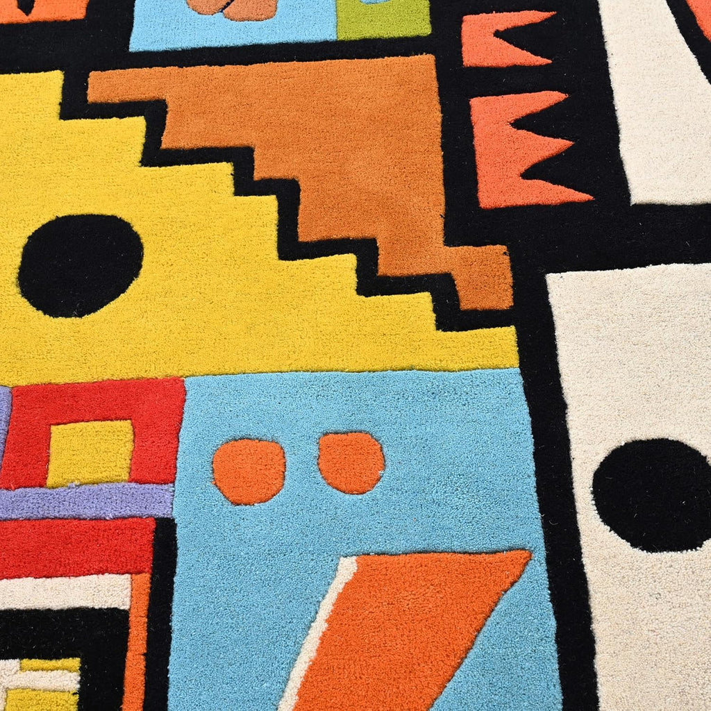 Mid-Century Geometric Hand Tufted Wool Rug