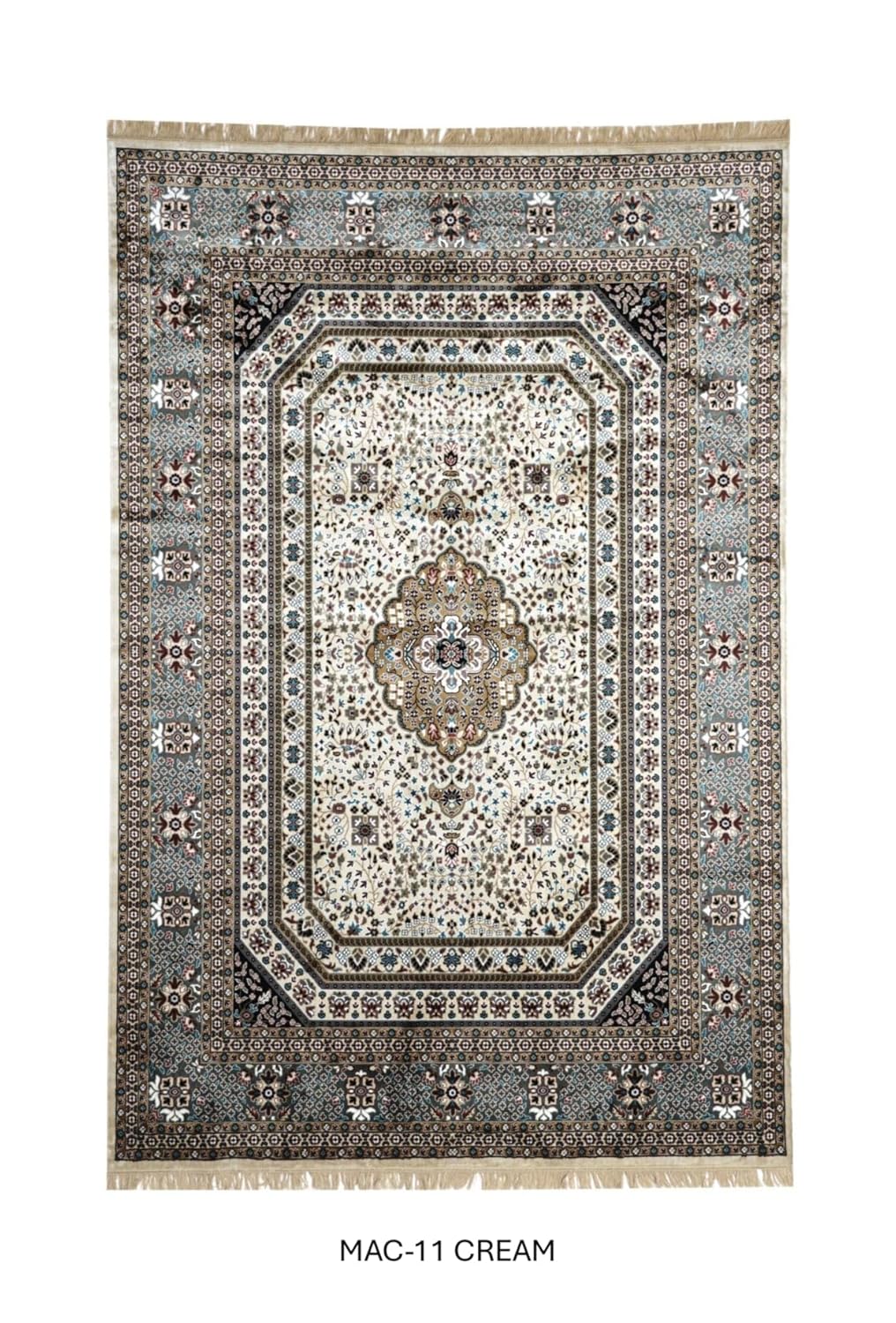 Ivory Imperial Persian Silk Border Medallion Rug