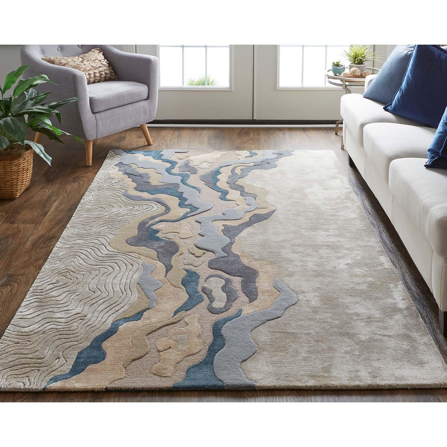 Designer Abstract Terrain Wool & Viscose Carpet