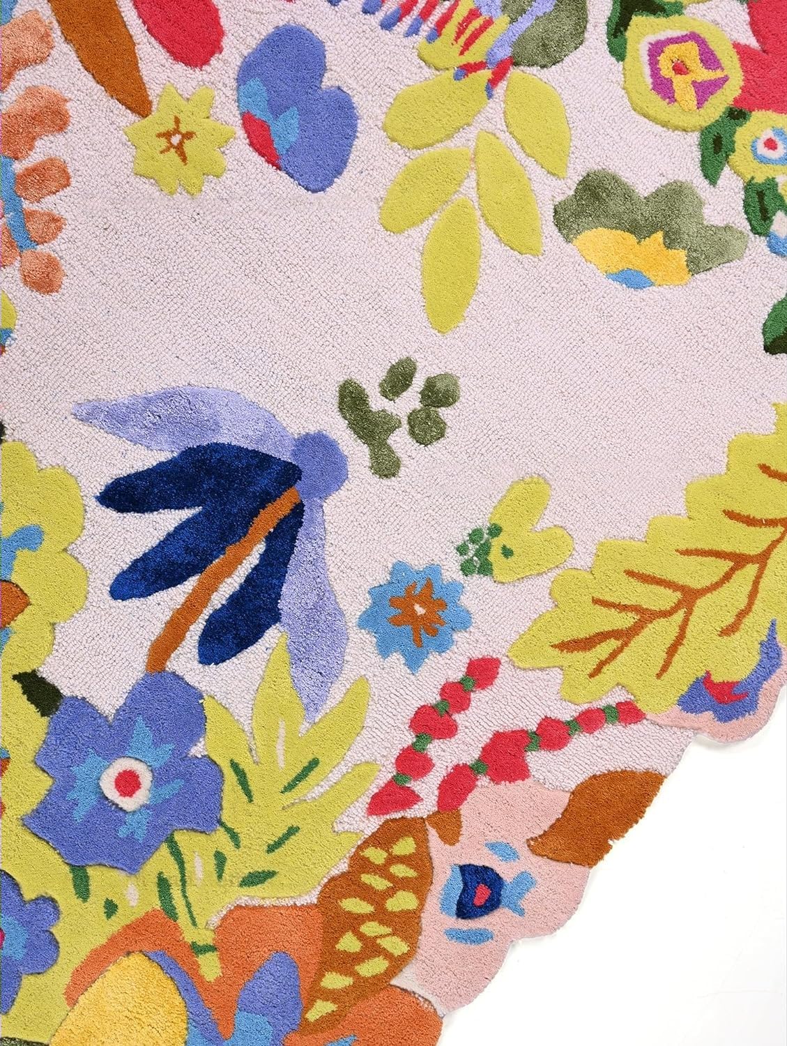 Handmade Colorful Roses Floral Wool Area Rug | Thick & Soft Carpet for Living, Bedroom & Kitchen Deco