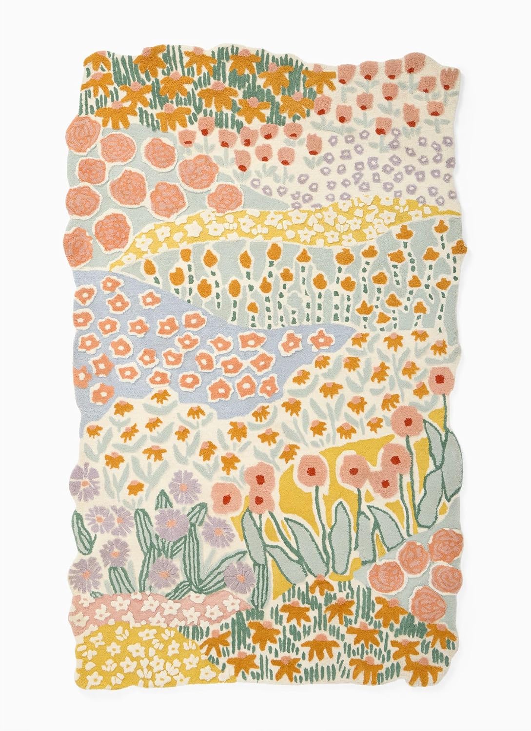 Scalloped Edge Botanical Impressionist Rug