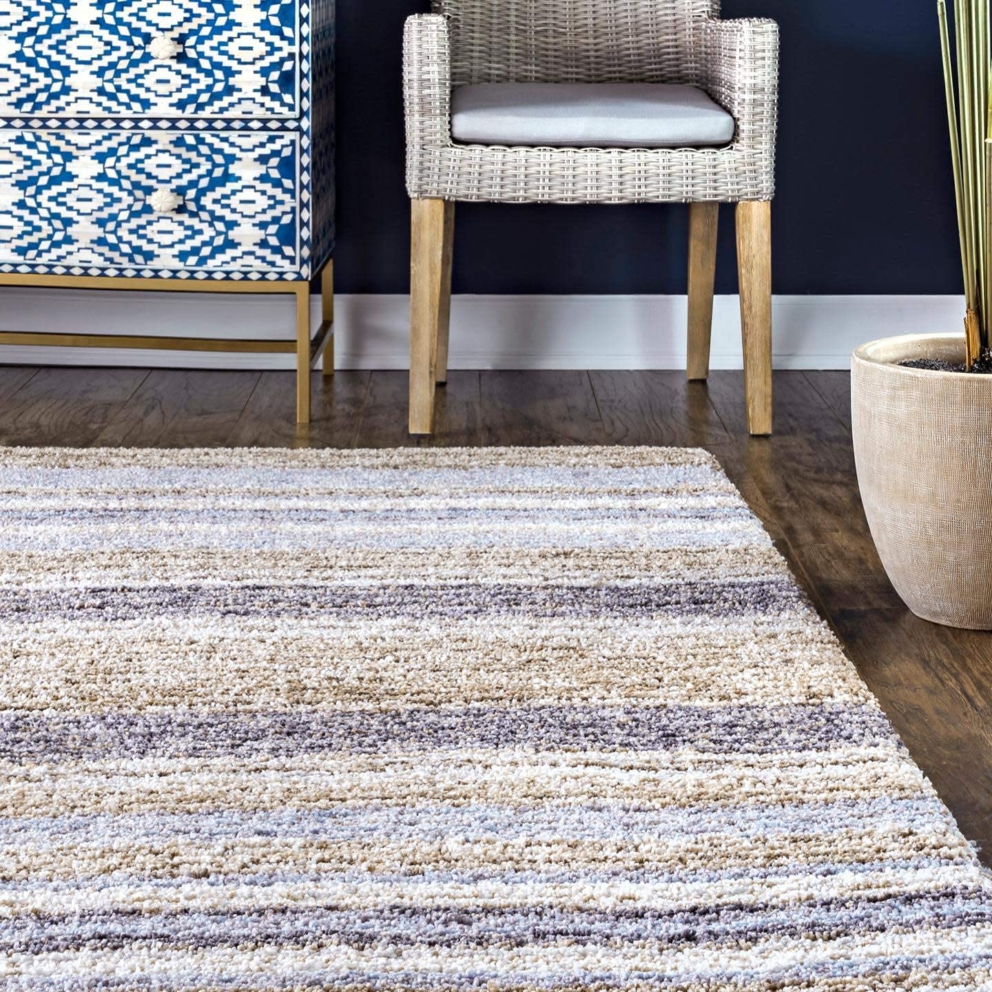 Neutral Beige Contemporary Living Room Carpet