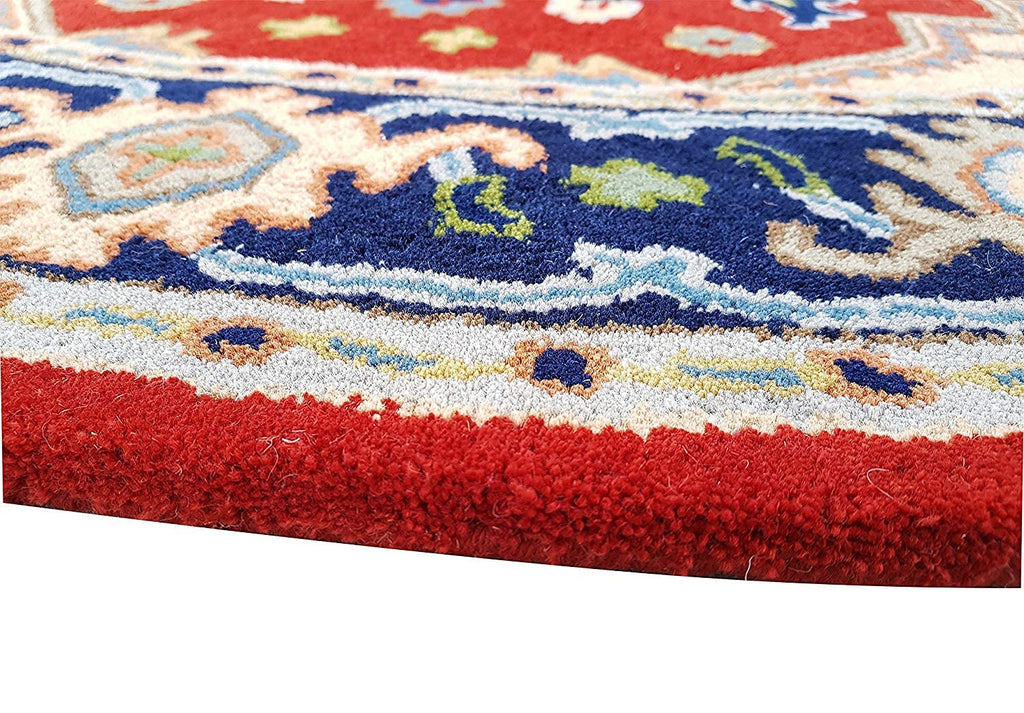 Export Quality Handmade Floral Woollen Round Carpet for Living Room