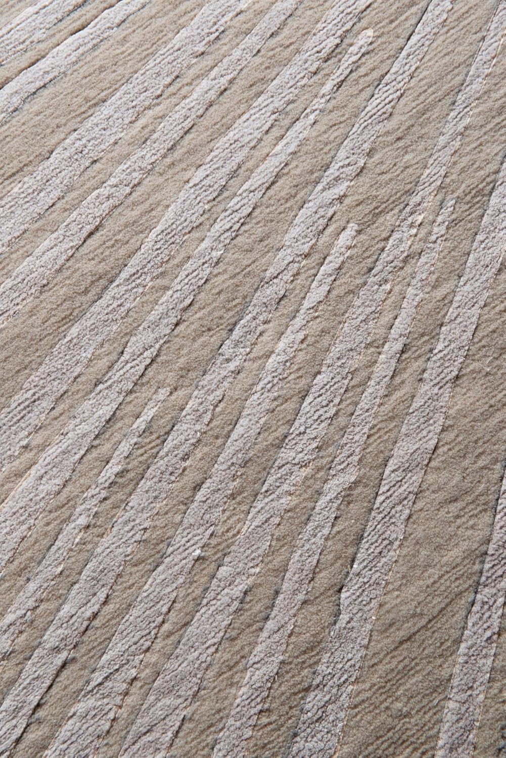 Beige Radial Line Wool & Viscose Carpet