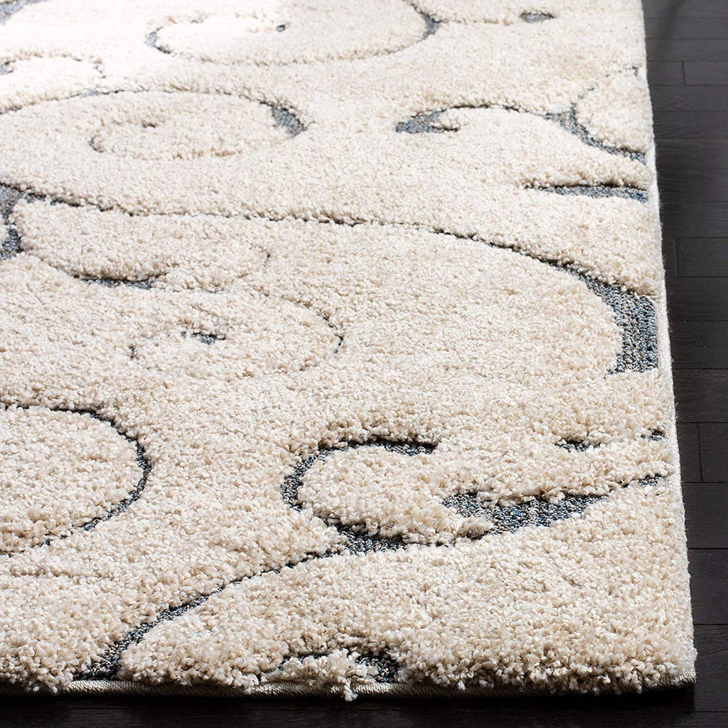 Cream Ornamental Scroll Carpet & Rug