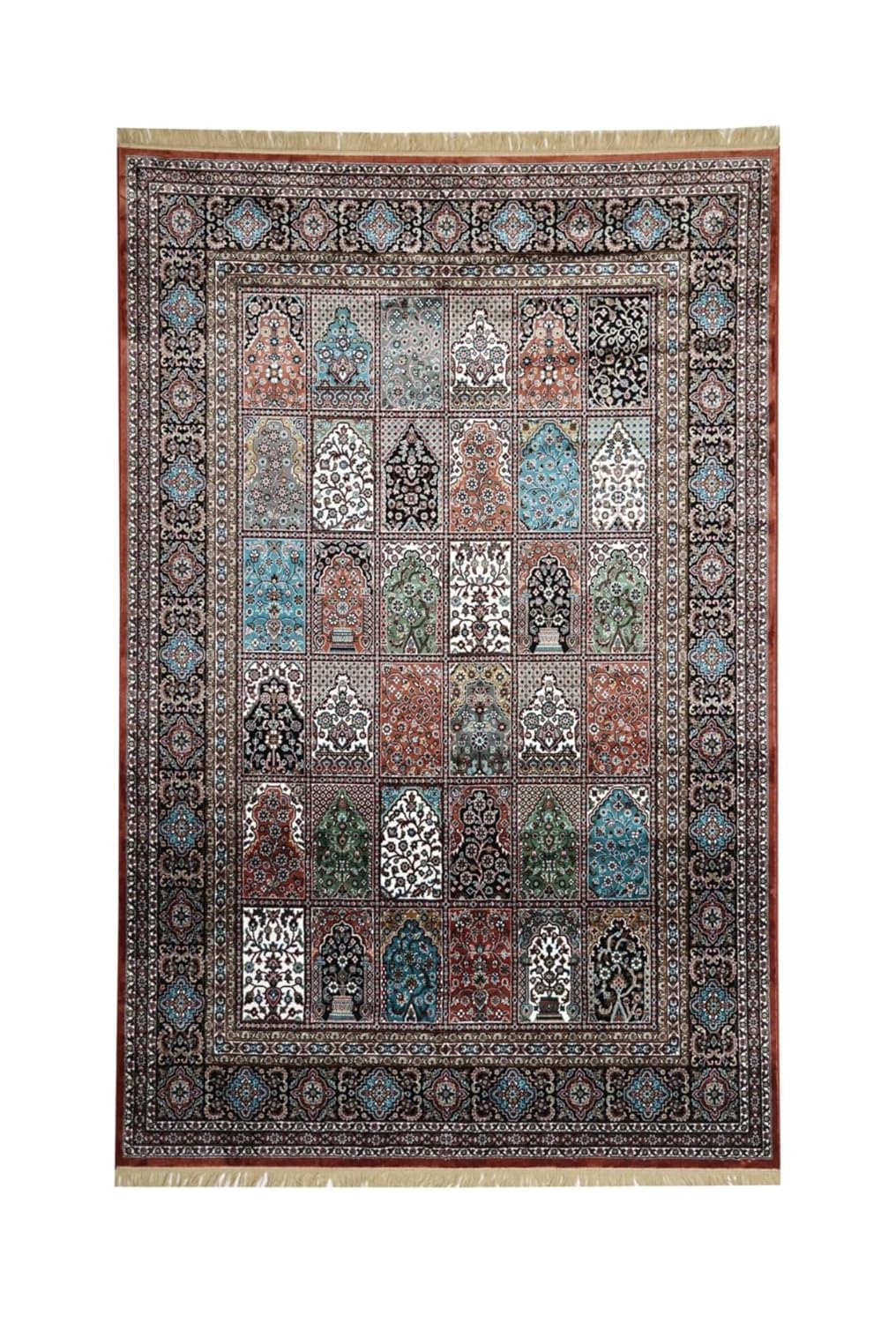 Persian Qom Arch Panel Patchwork Designer Rug