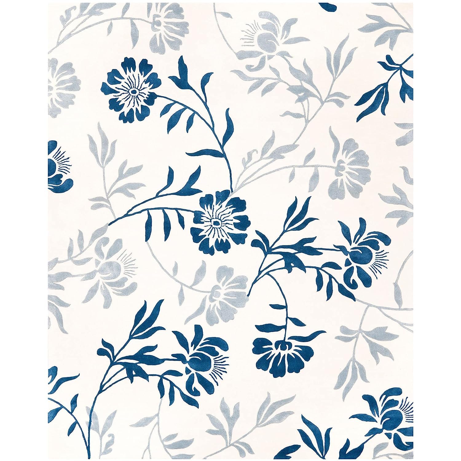 Azure Bloom Elegant Floral Area Rug