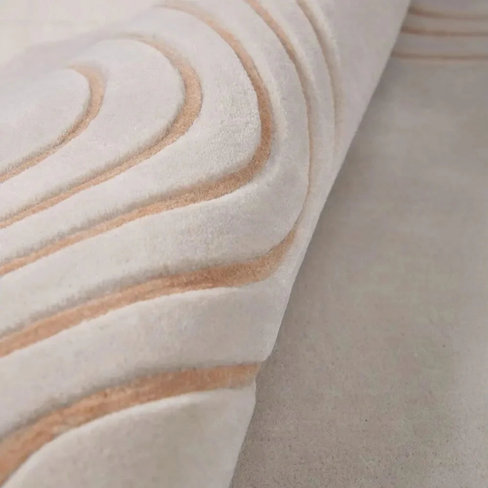 Ivory Layered Flowline Irregular Rug