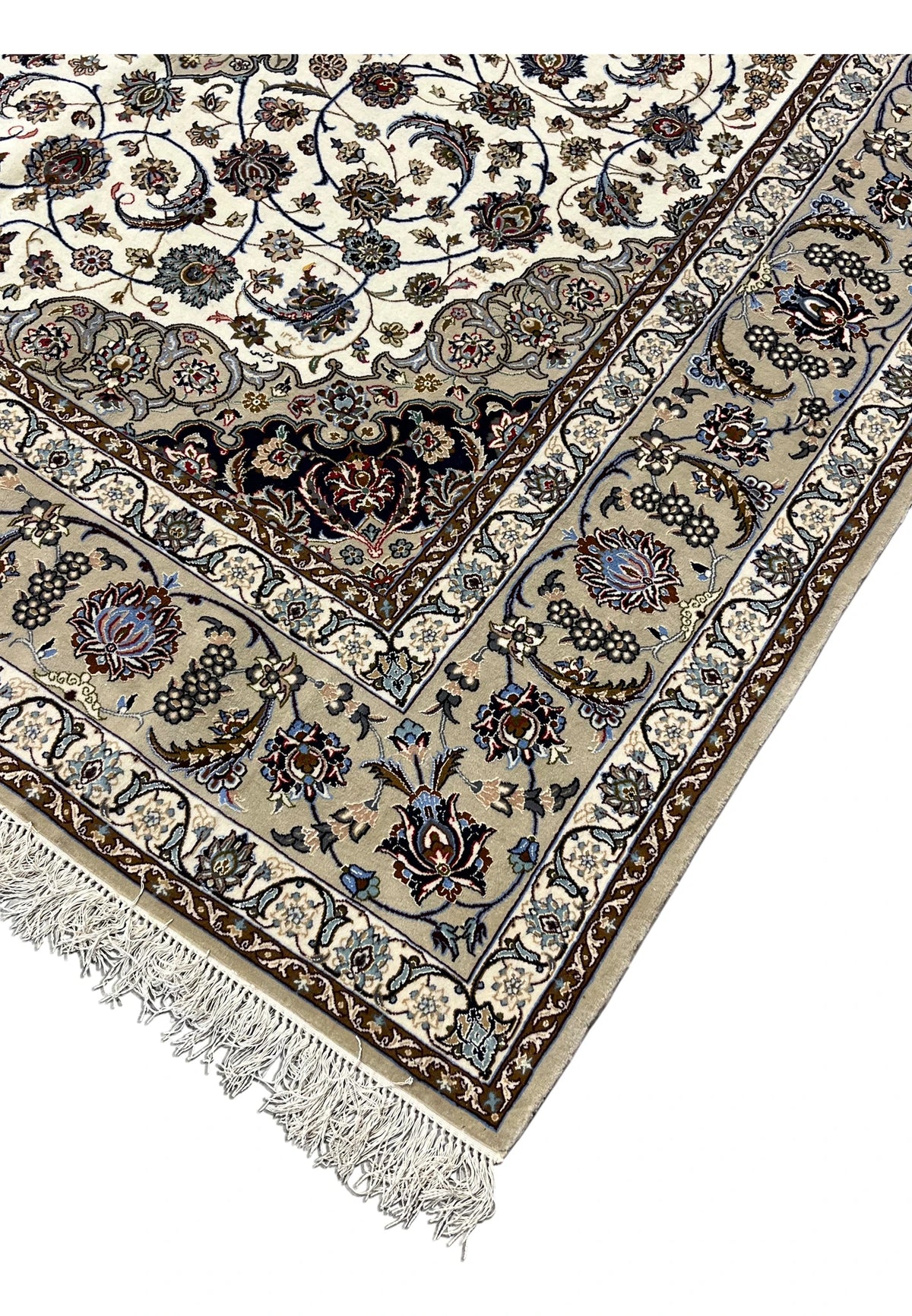 Hand Knotted Persian Isfahan Wool and Silk Medallion Rug