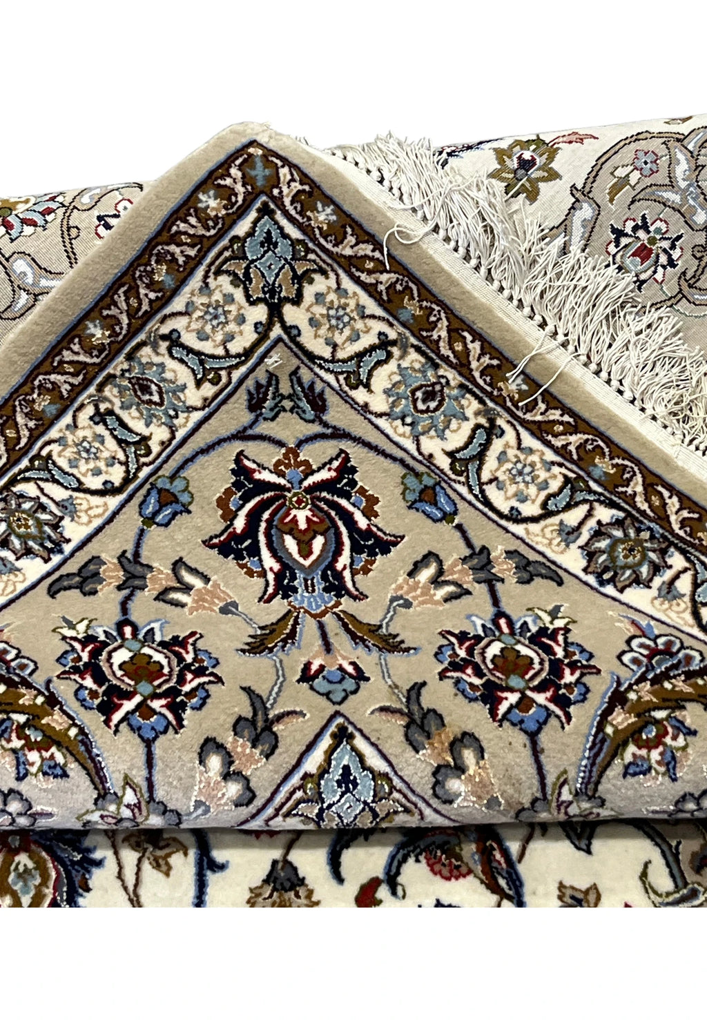 Hand Knotted Persian Isfahan Wool and Silk Medallion Rug