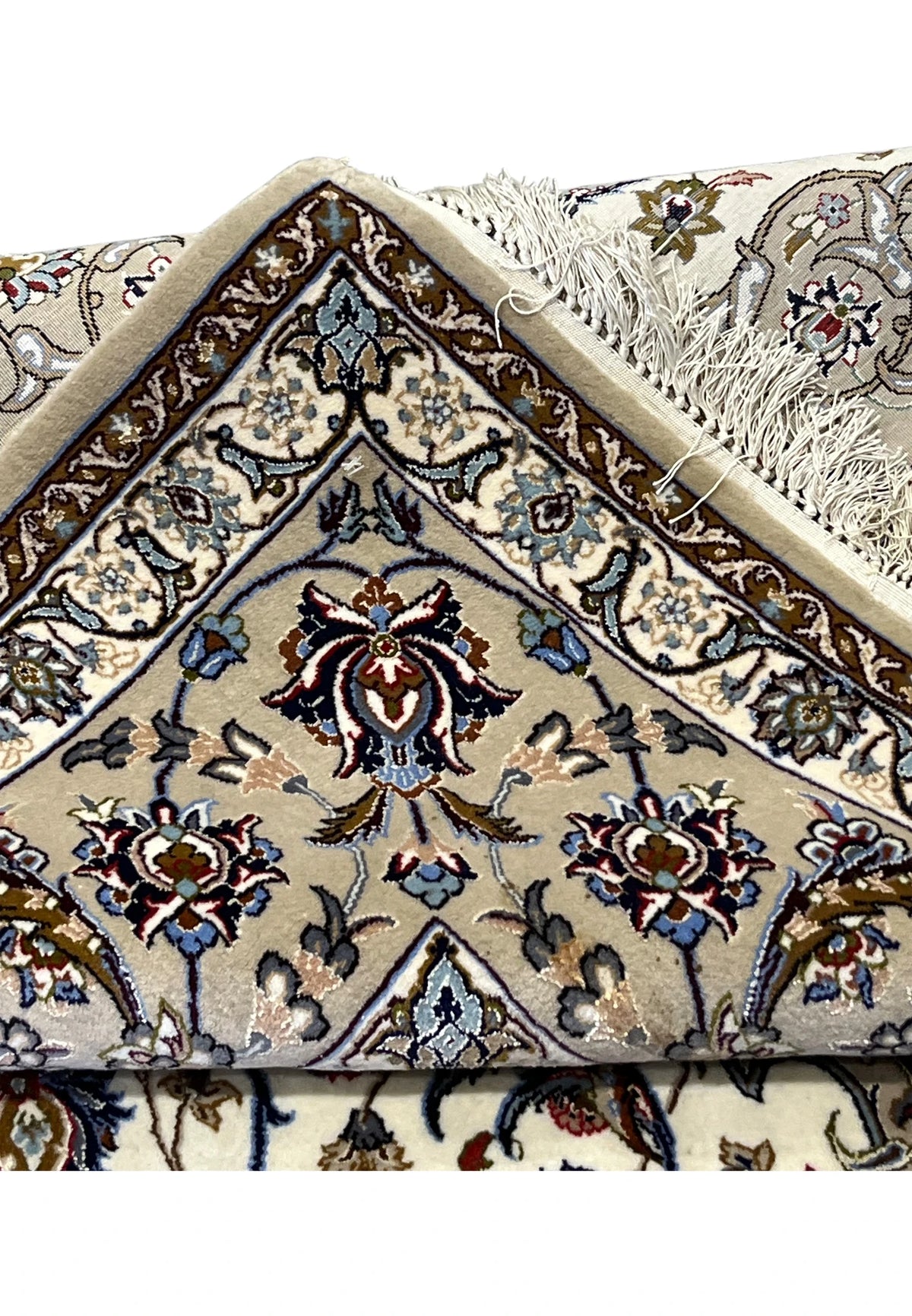 Hand Knotted Persian Isfahan Wool and Silk Medallion Rug